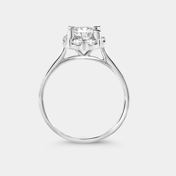 1 and 1/2 Carat Lab-Grown Diamond Oval-Shaped Hidden Halo Engagement Ring — GILDED New York