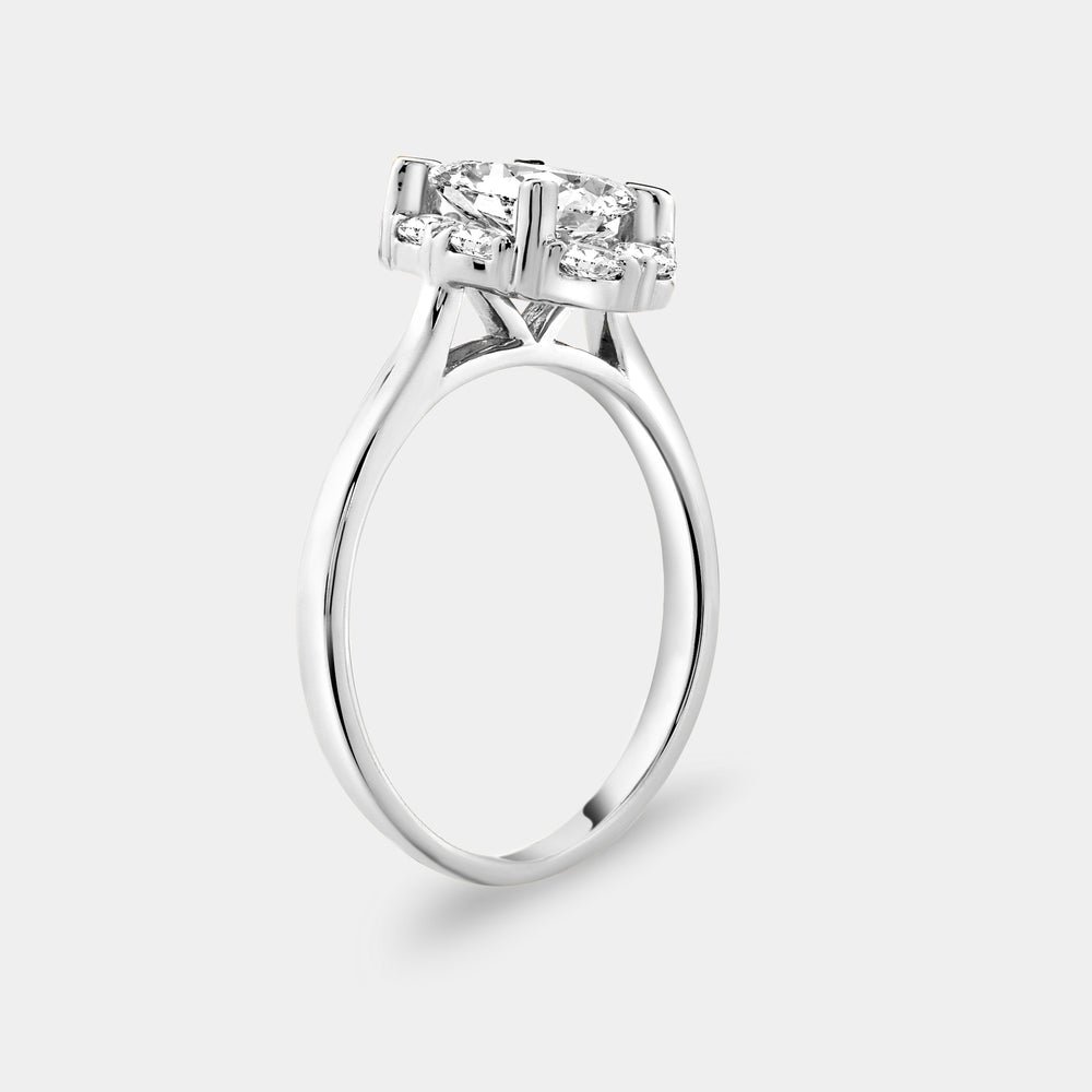 Gilded 1 and 1/2 Carat Lab-Grown Diamond Oval-Shaped Hidden Halo Engagement Ring