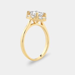 Gilded 1 and 1/2 Carat Lab-Grown Diamond Oval-Shaped Hidden Halo Engagement Ring