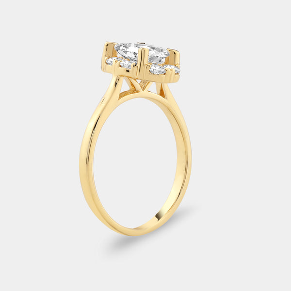 Gilded 1 and 1/2 Carat Lab-Grown Diamond Oval-Shaped Hidden Halo Engagement Ring