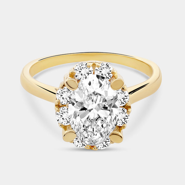 2 Carat Lab-Grown Diamond Oval-Shaped Hidden Halo Engagement Ring — GILDED New York