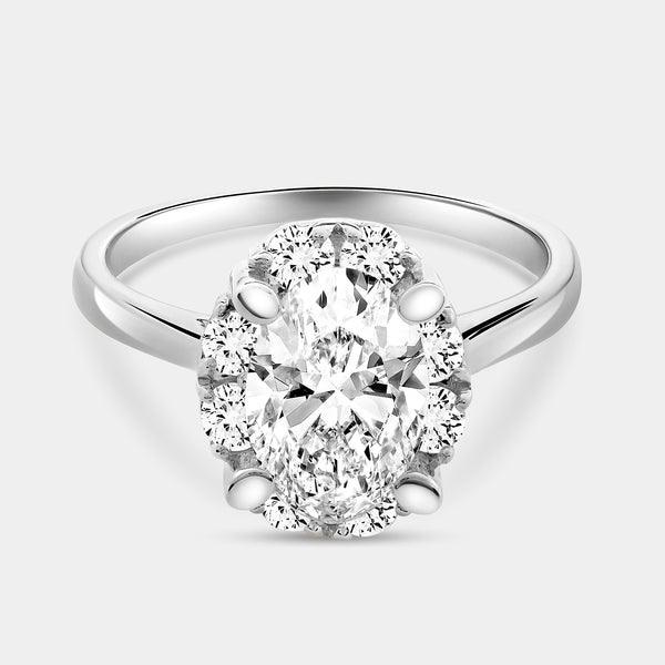 2 Carat Lab-Grown Diamond Oval-Shaped Hidden Halo Engagement Ring — GILDED New York