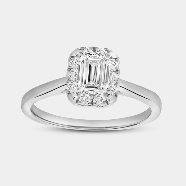 1 Carat Lab-Grown Diamond Emerald-Cut Hidden Halo Engagement Ring — GILDED New York