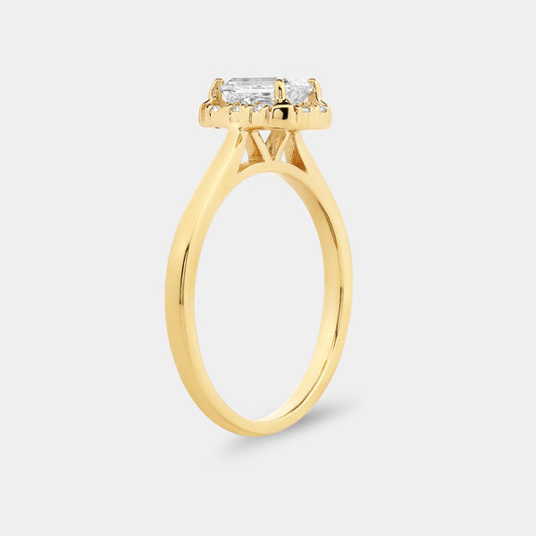 1 Carat Lab-Grown Diamond Emerald-Cut Hidden Halo Engagement Ring — GILDED New York