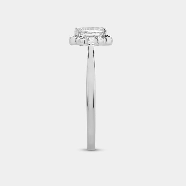 1 Carat Lab-Grown Diamond Emerald-Cut Hidden Halo Engagement Ring — GILDED New York