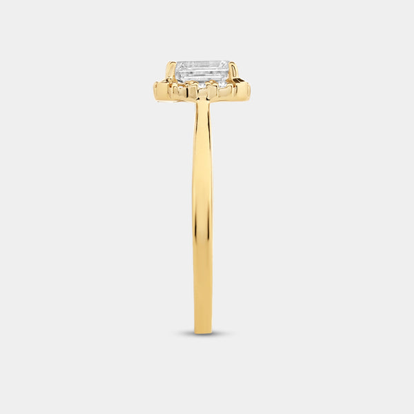 1 Carat Lab-Grown Diamond Emerald-Cut Hidden Halo Engagement Ring — GILDED New York