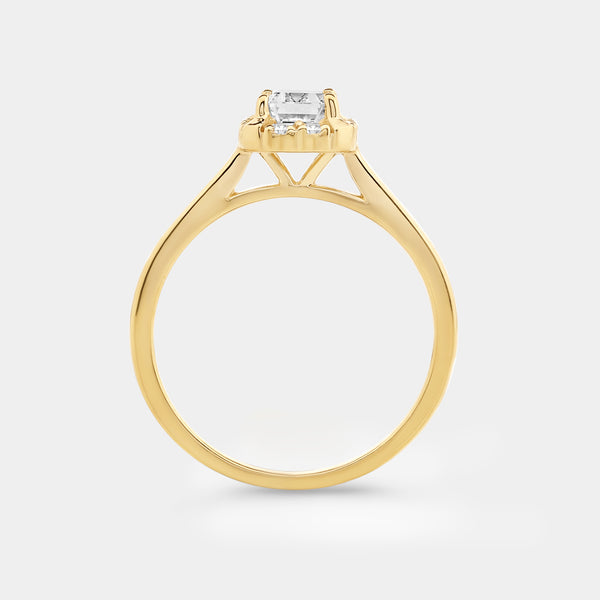 1 Carat Lab-Grown Diamond Emerald-Cut Hidden Halo Engagement Ring — GILDED New York