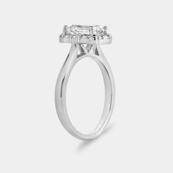 1 and 3/4 Carat Lab-Grown Diamond Emerald-Cut Hidden Halo Engagement Ring — GILDED New York
