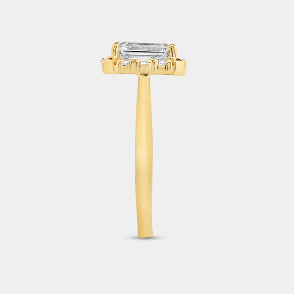 1 and 3/4 Carat Lab-Grown Diamond Emerald-Cut Hidden Halo Engagement Ring — GILDED New York