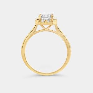 Gilded 1 and 3/4 Carat Lab-Grown Diamond Emerald-Cut Hidden Halo Engagement Ring