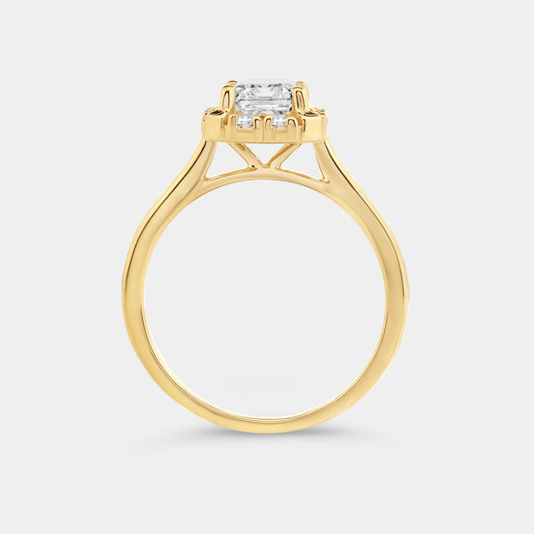 1 and 3/4 Carat Lab-Grown Diamond Emerald-Cut Hidden Halo Engagement Ring — GILDED New York