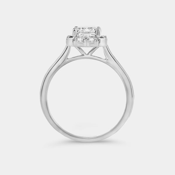 1 and 3/4 Carat Lab-Grown Diamond Emerald-Cut Hidden Halo Engagement Ring — GILDED New York