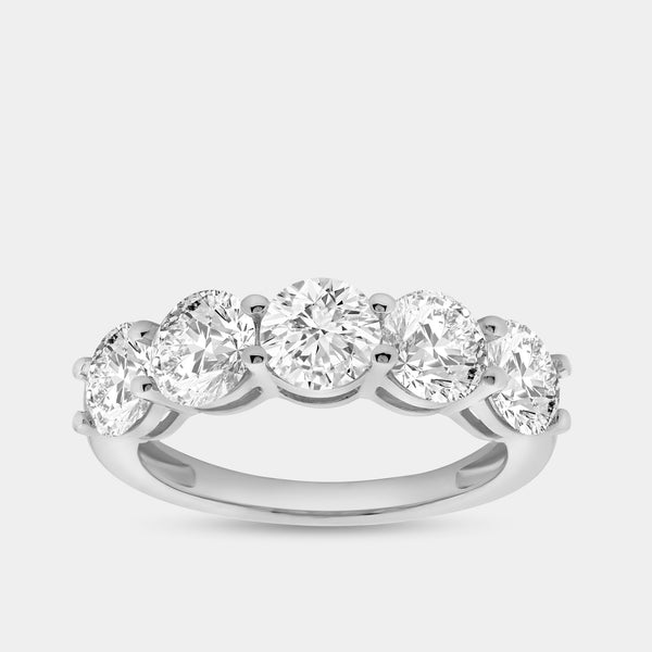 3 Carat Lab-Grown Diamond Round-Shaped Five-Stone Ring in a Shared Prong Setting — GILDED New York