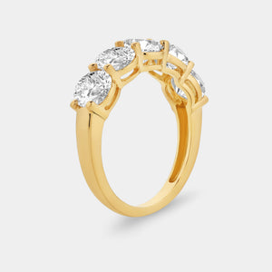 Gilded 3 Carat Lab-Grown Diamond Round-Shaped Five-Stone Ring in a Shared Prong Setting