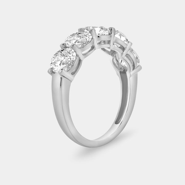 3 Carat Lab-Grown Diamond Round-Shaped Five-Stone Ring in a Shared Prong Setting — GILDED New York