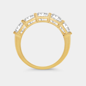 Gilded 3 Carat Lab-Grown Diamond Round-Shaped Five-Stone Ring in a Shared Prong Setting