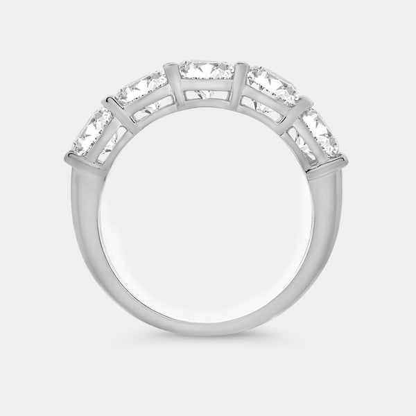 3 Carat Lab-Grown Diamond Round-Shaped Five-Stone Ring in a Shared Prong Setting — GILDED New York