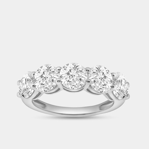 Gilded 4 Carat Lab-Grown Diamond Round-Shaped Five-Stone Ring in a Shared Prong Setting