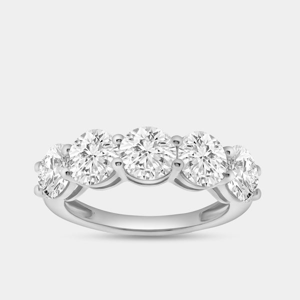 4 Carat Lab-Grown Diamond Round-Shaped Five-Stone Ring in a Shared Prong Setting — GILDED New York