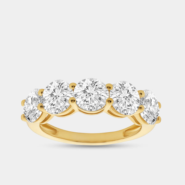 4 Carat Lab-Grown Diamond Round-Shaped Five-Stone Ring in a Shared Prong Setting — GILDED New York