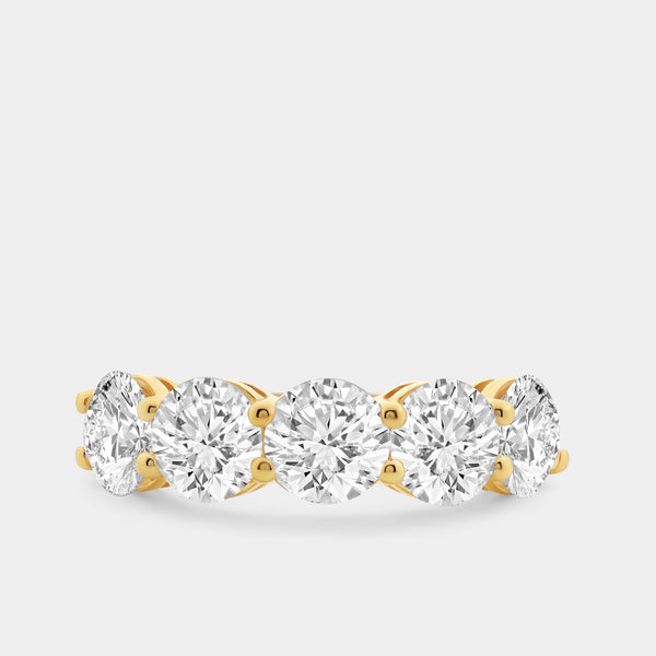 4 Carat Lab-Grown Diamond Round-Shaped Five-Stone Ring in a Shared Prong Setting — GILDED New York