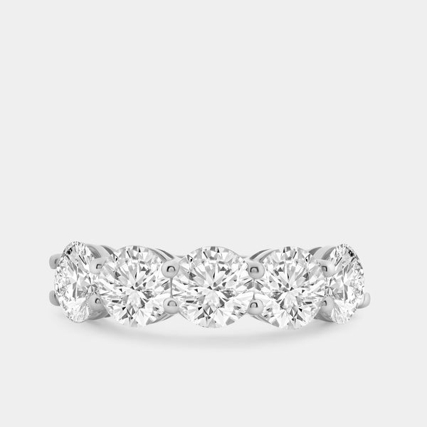 4 Carat Lab-Grown Diamond Round-Shaped Five-Stone Ring in a Shared Prong Setting — GILDED New York
