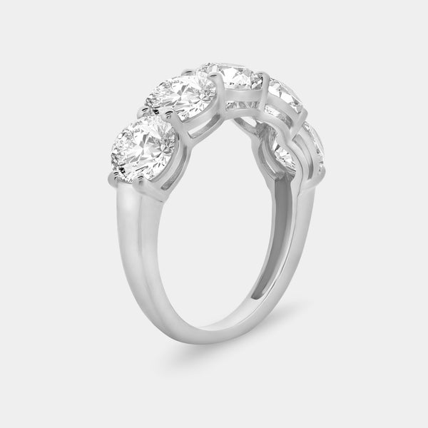 4 Carat Lab-Grown Diamond Round-Shaped Five-Stone Ring in a Shared Prong Setting — GILDED New York
