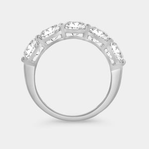 Gilded 4 Carat Lab-Grown Diamond Round-Shaped Five-Stone Ring in a Shared Prong Setting