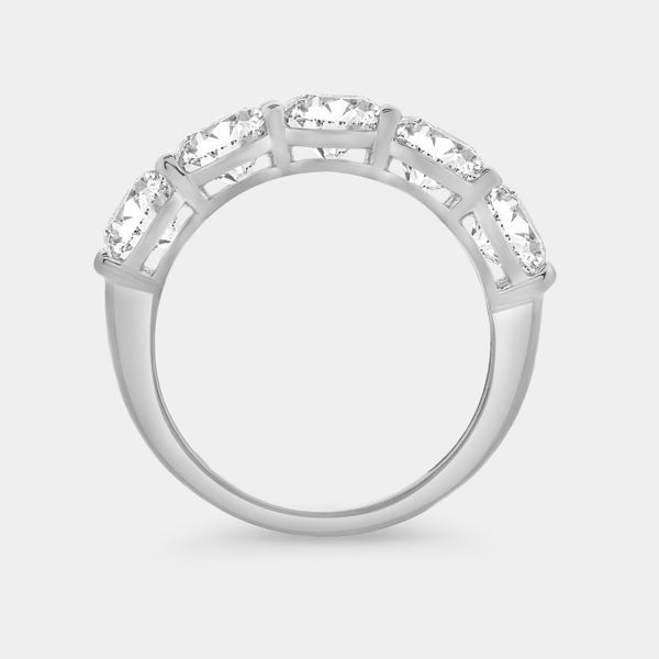 4 Carat Lab-Grown Diamond Round-Shaped Five-Stone Ring in a Shared Prong Setting — GILDED New York