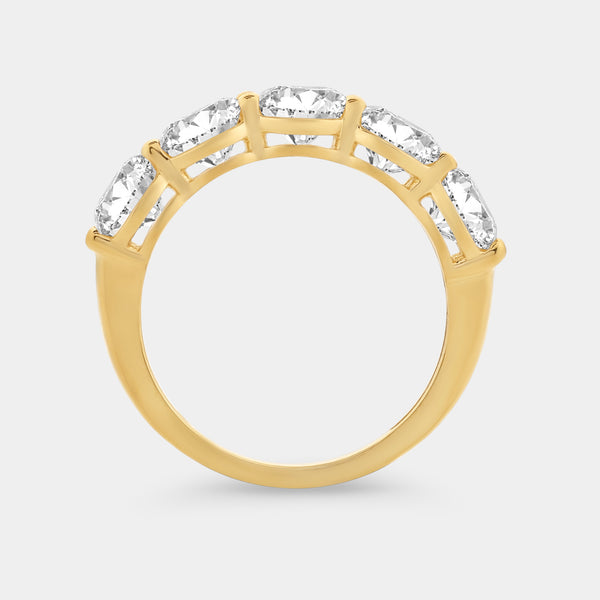 4 Carat Lab-Grown Diamond Round-Shaped Five-Stone Ring in a Shared Prong Setting — GILDED New York