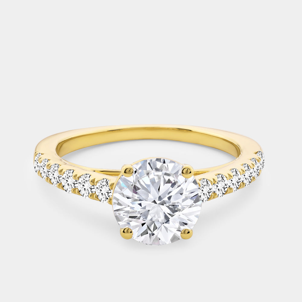 Gilded 2 Carat Lab-Grown Diamond Solitaire Plus Engagement Ring with a Classic Shank
