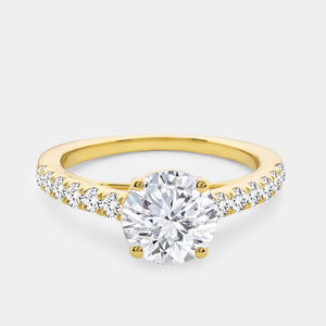 Gilded 2 Carat Lab-Grown Diamond Solitaire Plus Engagement Ring with a Classic Shank