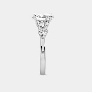 Gilded 2 Carat Lab-Grown Diamond Oval-Shaped Solitaire Plus Engagement Ring with Round-Shaped Accents On The Shank