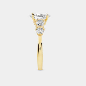 Gilded 2 Carat Lab-Grown Diamond Oval-Shaped Solitaire Plus Engagement Ring with Round-Shaped Accents On The Shank