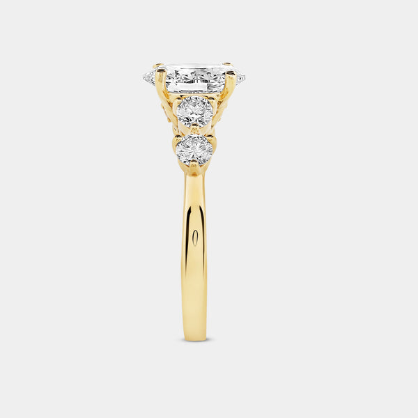 Gilded 2 Carat Lab-Grown Diamond Oval-Shaped Solitaire Plus Engagement Ring with Round-Shaped Accents On The Shank