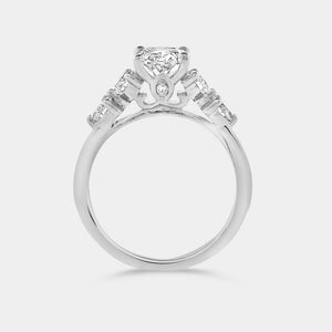 Gilded 2 Carat Lab-Grown Diamond Oval-Shaped Solitaire Plus Engagement Ring with Round-Shaped Accents On The Shank