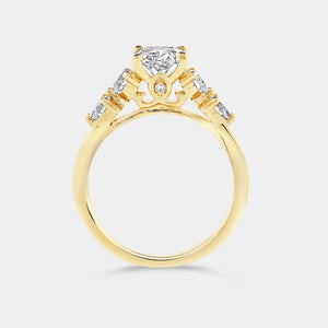 Gilded 2 Carat Lab-Grown Diamond Oval-Shaped Solitaire Plus Engagement Ring with Round-Shaped Accents On The Shank