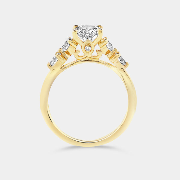 Gilded 2 Carat Lab-Grown Diamond Oval-Shaped Solitaire Plus Engagement Ring with Round-Shaped Accents On The Shank