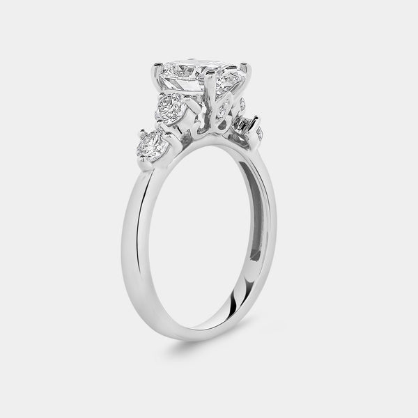 Gilded 2 Carat Lab-Grown Diamond Oval-Shaped Solitaire Plus Engagement Ring with Round-Shaped Accents On The Shank