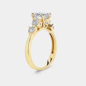 Gilded 2 Carat Lab-Grown Diamond Oval-Shaped Solitaire Plus Engagement Ring with Round-Shaped Accents On The Shank