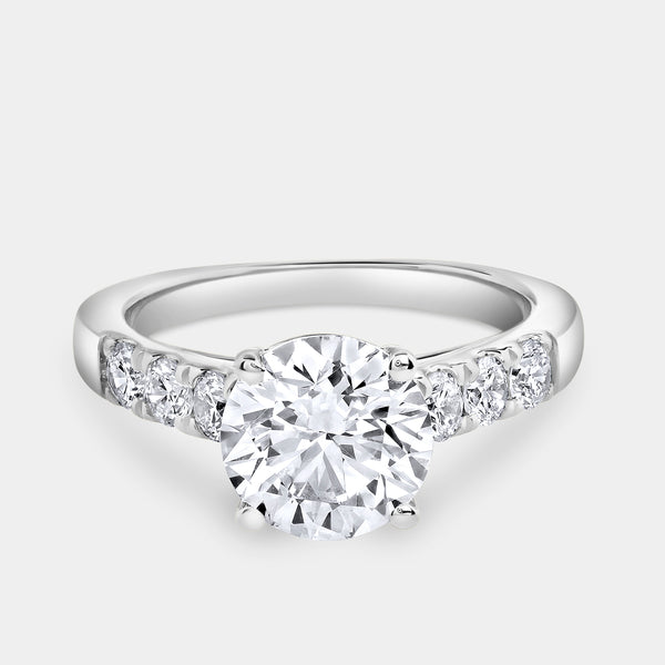 2 and 1/2 Carat Lab-Grown Diamond Round-Shaped Solitaire Plus Engagement Ring with an Accented Shank — GILDED New York