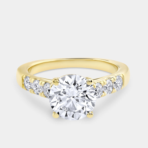 2 and 1/2 Carat Lab-Grown Diamond Round-Shaped Solitaire Plus Engagement Ring with an Accented Shank — GILDED New York