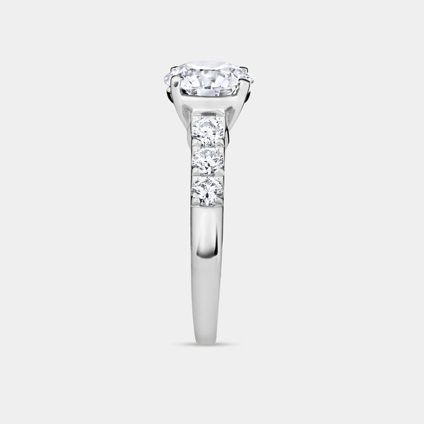2 and 1/2 Carat Lab-Grown Diamond Round-Shaped Solitaire Plus Engagement Ring with an Accented Shank — GILDED New York