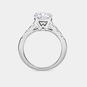 Gilded 2 and 1/2 Carat Lab-Grown Diamond Round-Shaped Solitaire Plus Engagement Ring with an Accented Shank