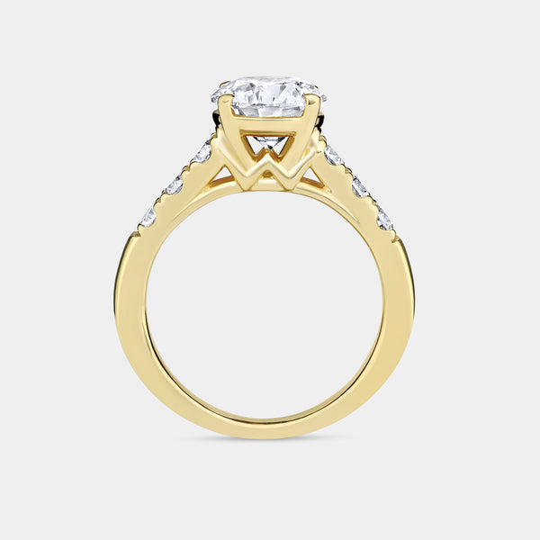 2 and 1/2 Carat Lab-Grown Diamond Round-Shaped Solitaire Plus Engagement Ring with an Accented Shank — GILDED New York