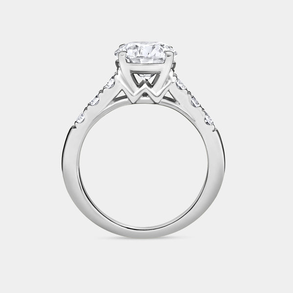 2 and 1/2 Carat Lab-Grown Diamond Round-Shaped Solitaire Plus Engagement Ring with an Accented Shank — GILDED New York