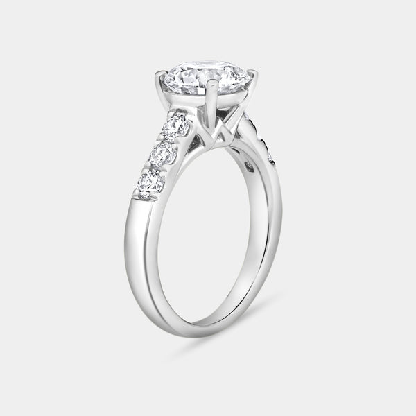 2 and 1/2 Carat Lab-Grown Diamond Round-Shaped Solitaire Plus Engagement Ring with an Accented Shank — GILDED New York