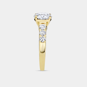 Gilded 2 and 1/2 Carat Lab-Grown Diamond Round-Shaped Solitaire Plus Engagement Ring with an Accented Shank