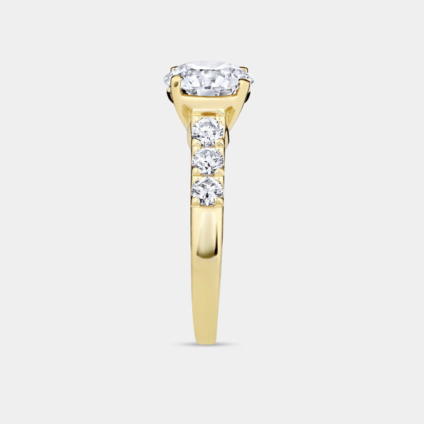 2 and 1/2 Carat Lab-Grown Diamond Round-Shaped Solitaire Plus Engagement Ring with an Accented Shank — GILDED New York