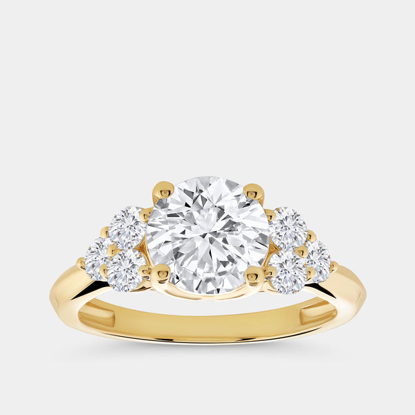 2 Carat Lab-Grown Diamond Solitaire Plus Engagement Ring with a Round-Shaped Center and Graduated Composite Sides — GILDED New York